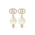 18K Double Gucci Pearl Pendant Earrings