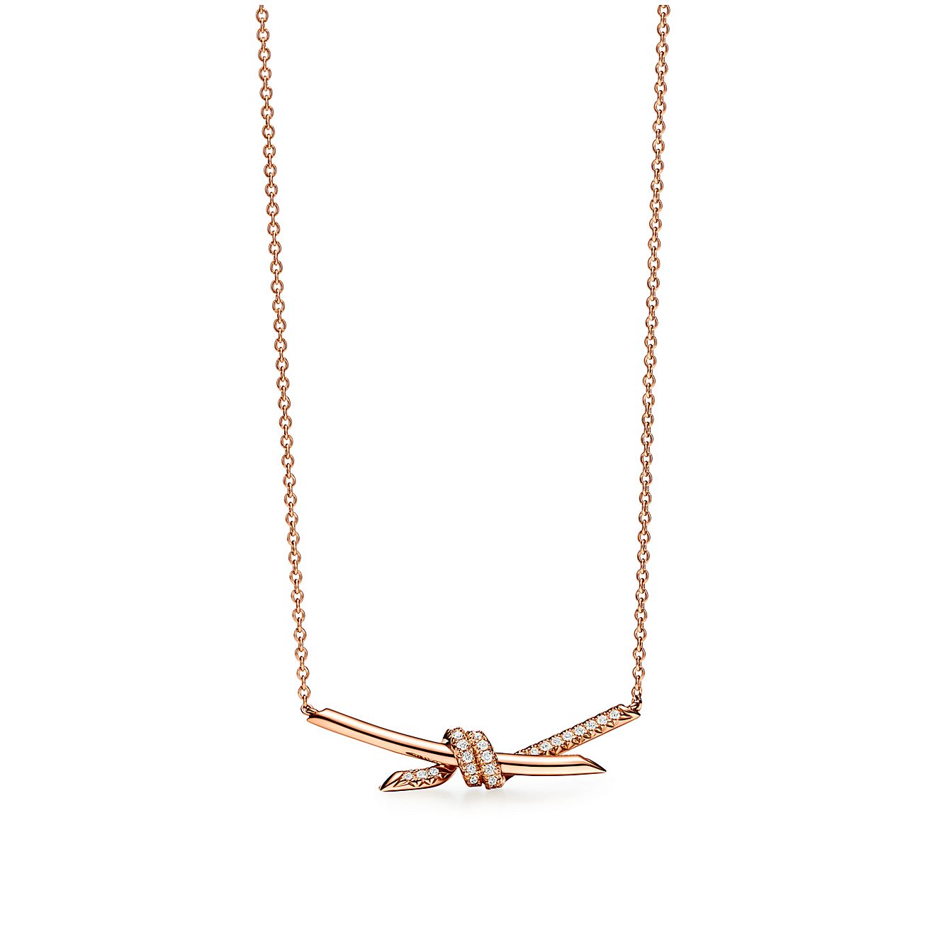 18K Tiffany Knot Pendant Diamond Necklace
