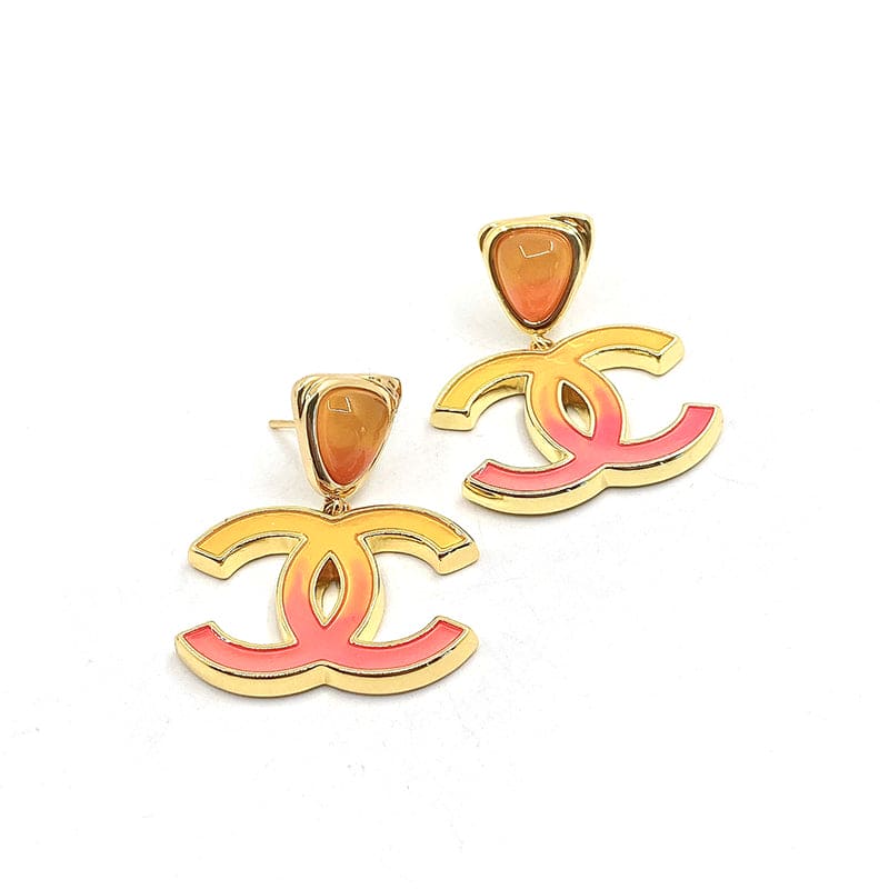 18K Classic Peach  Chanel Dangle Earrings