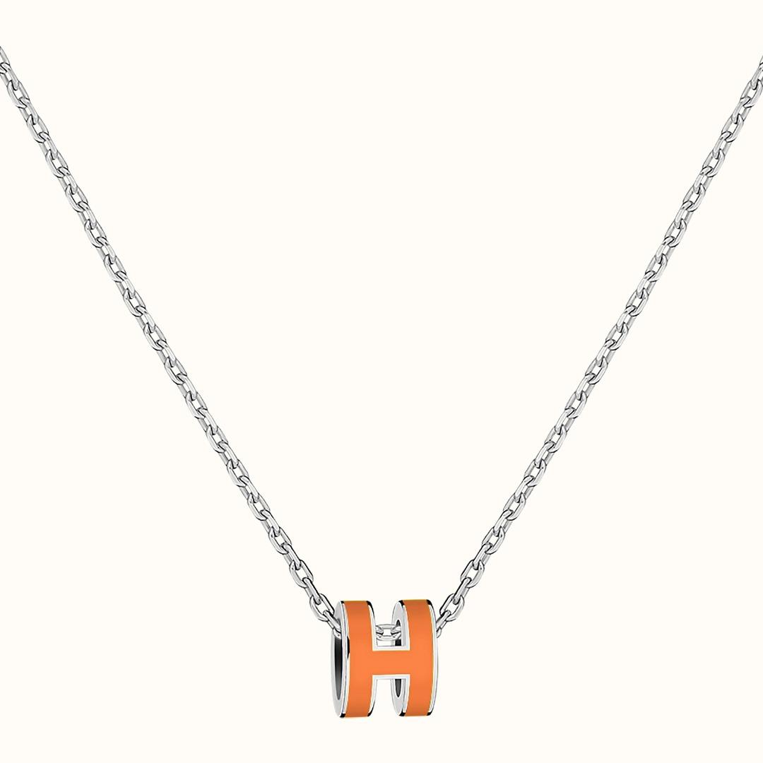 18K Mini Pop Hermes Orange Necklace