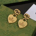 18K Double Gucci Heart Pendant Earrings