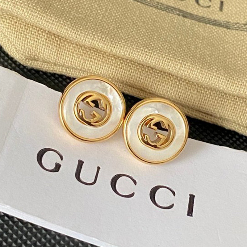18K Double Gucci Gold Pearl Earrings