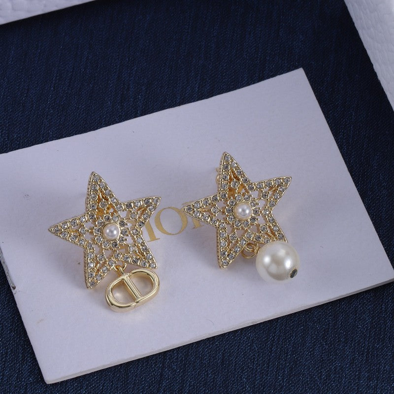 18K Dior Star Diamond Earrings