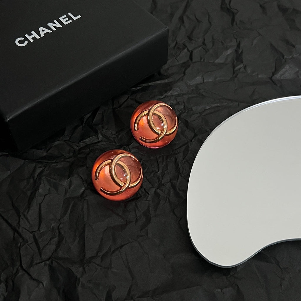 18K Vintage  Chanel Red Crystal Earrings