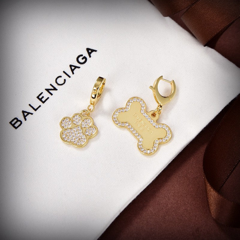 18K Balenciaga Diamond Gold Earrings