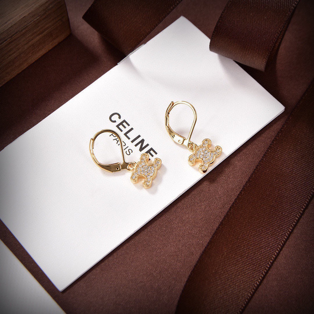 18K Celine Rhinestone Earrings
