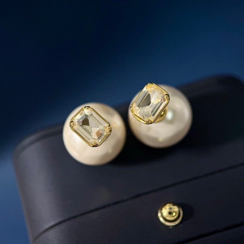 18K Dior Pearl Crystal Earrings