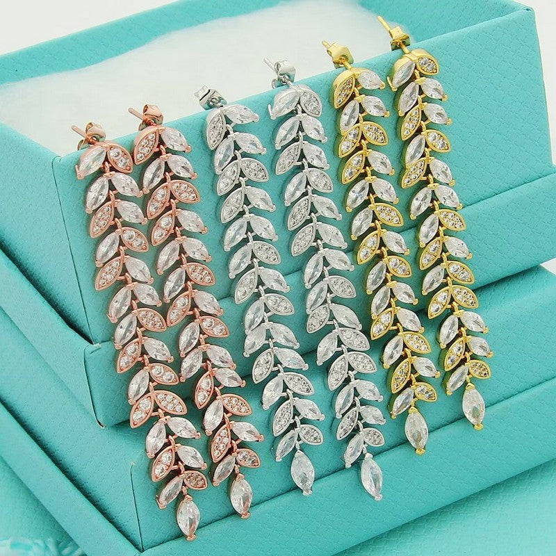 18K Tiffany Victoria Diamond Vine Drop Earrings