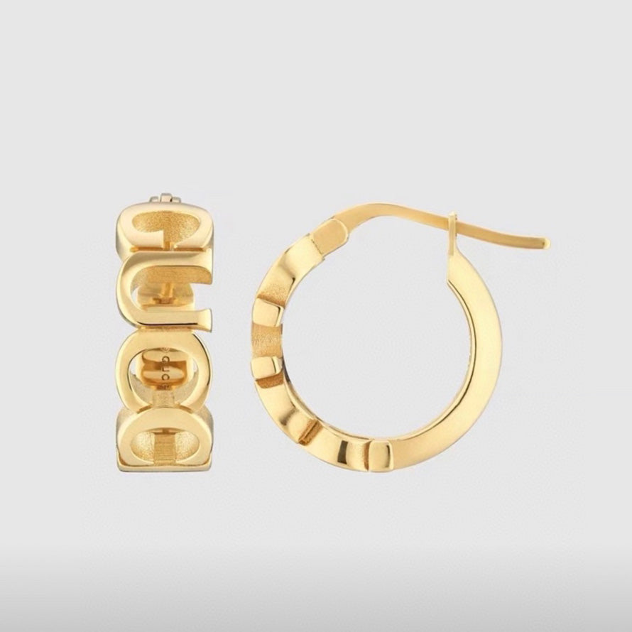 18K Double Gucci Script Earrings