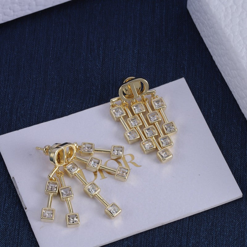 18K Dior Crystal Earrings