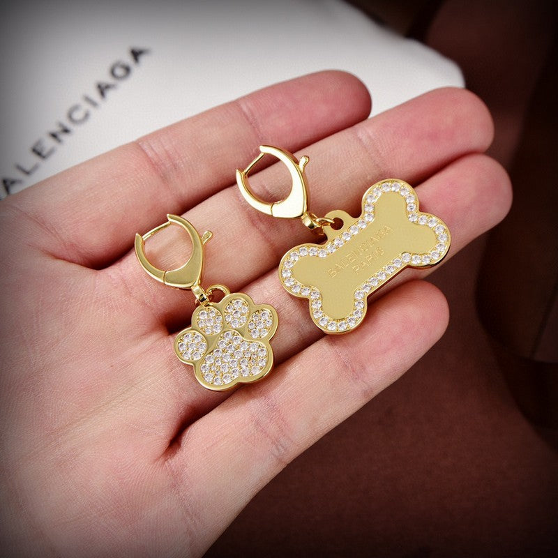18K Balenciaga Diamond Gold Earrings