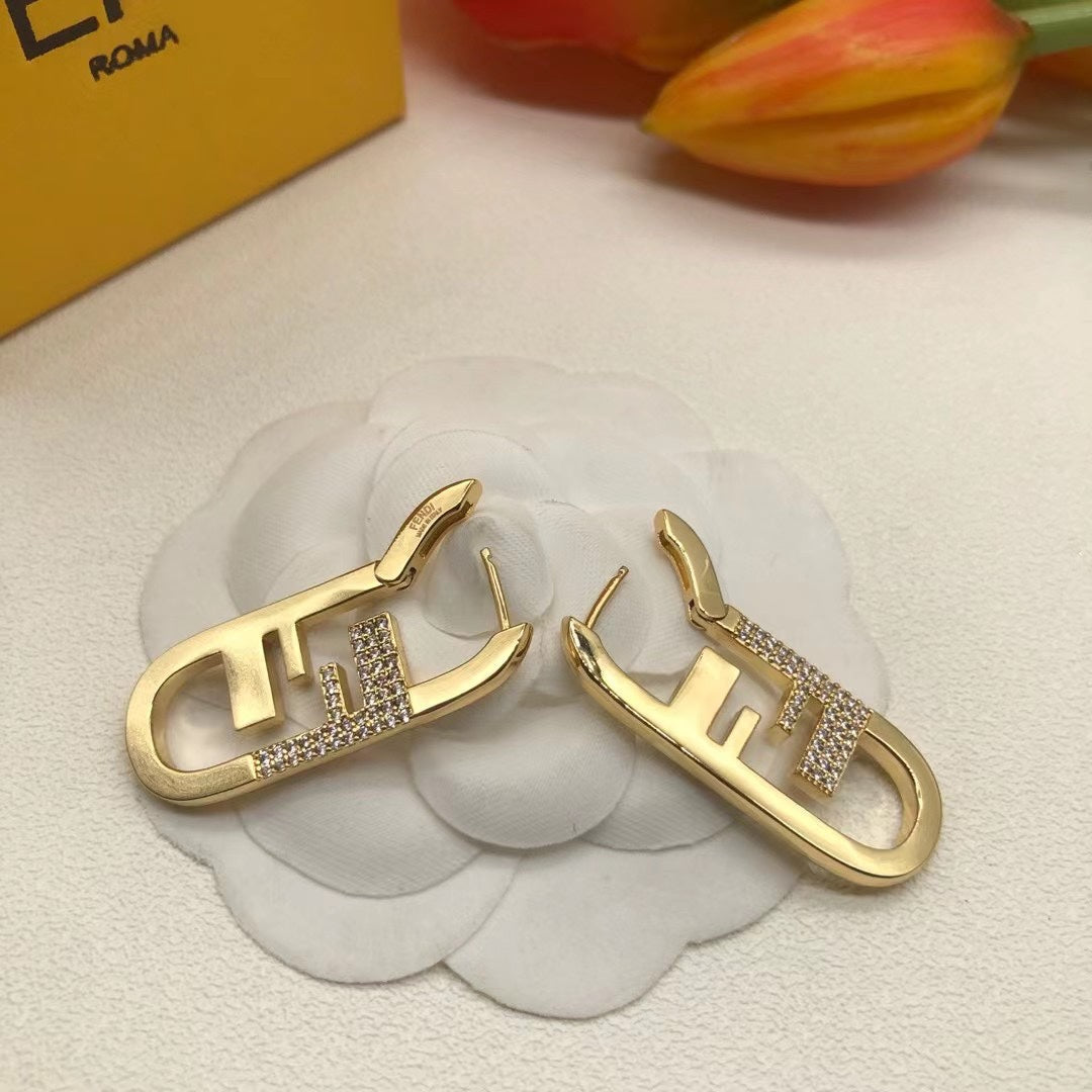 18K Fendi OLock Diamonds Earrings