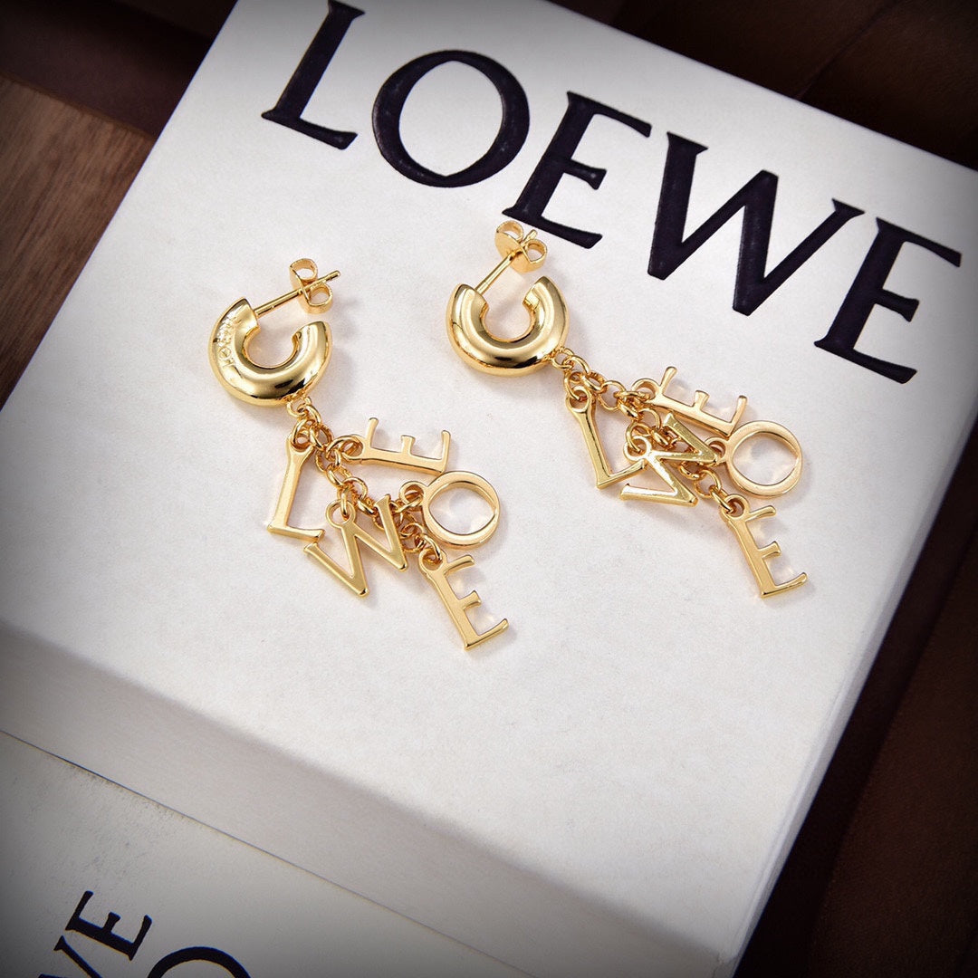 18K LOEWE Anagram Script Earrings