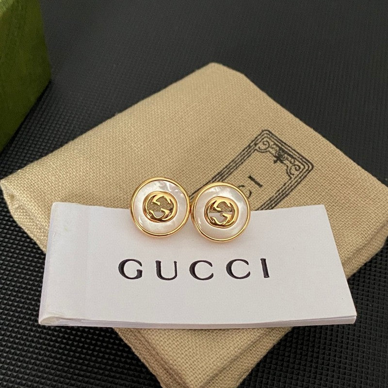 18K Double Gucci Gold Pearl Earrings