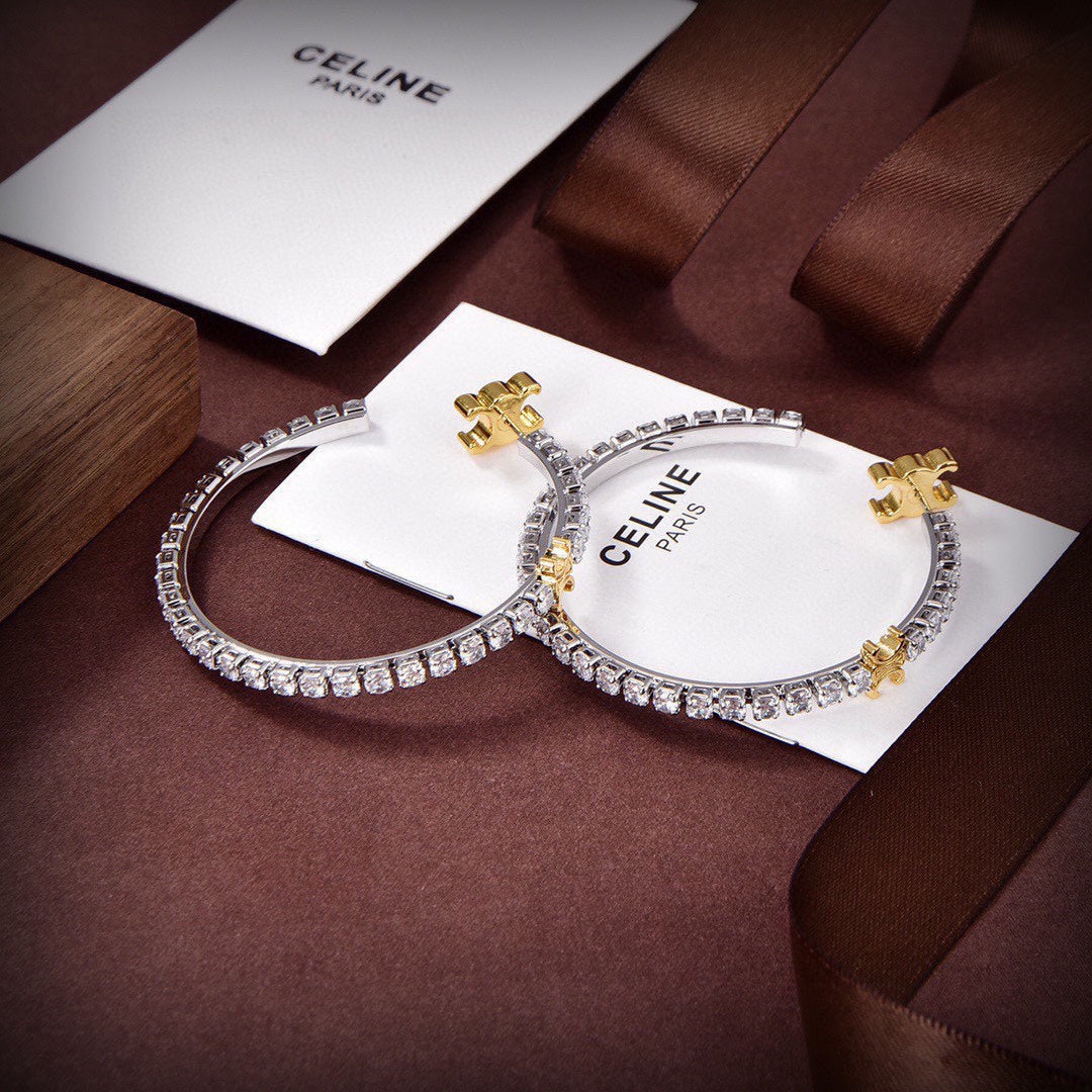 18K Celine Diamonds Hoops Earrings