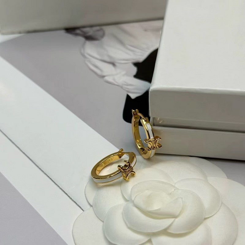 18K Celine Pearl Circle Gold Earrings