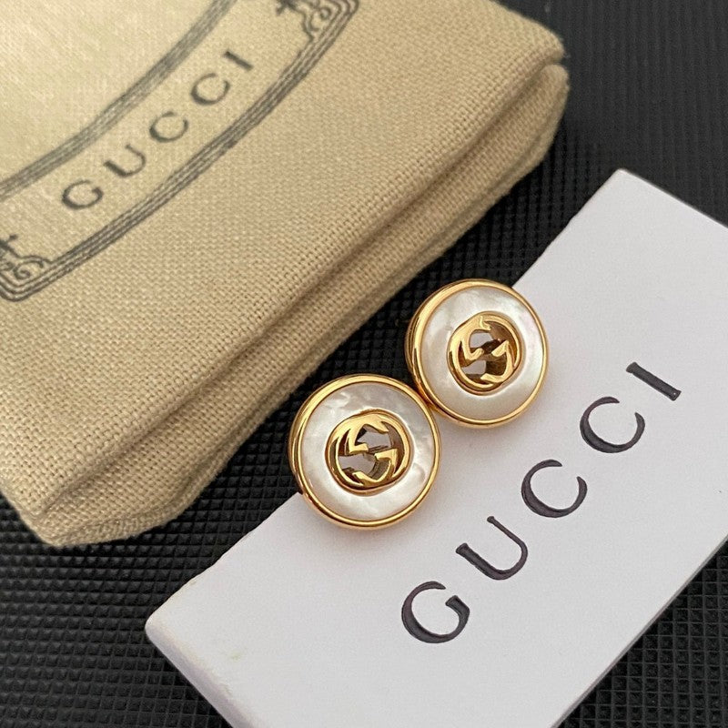 18K Double Gucci Gold Pearl Earrings