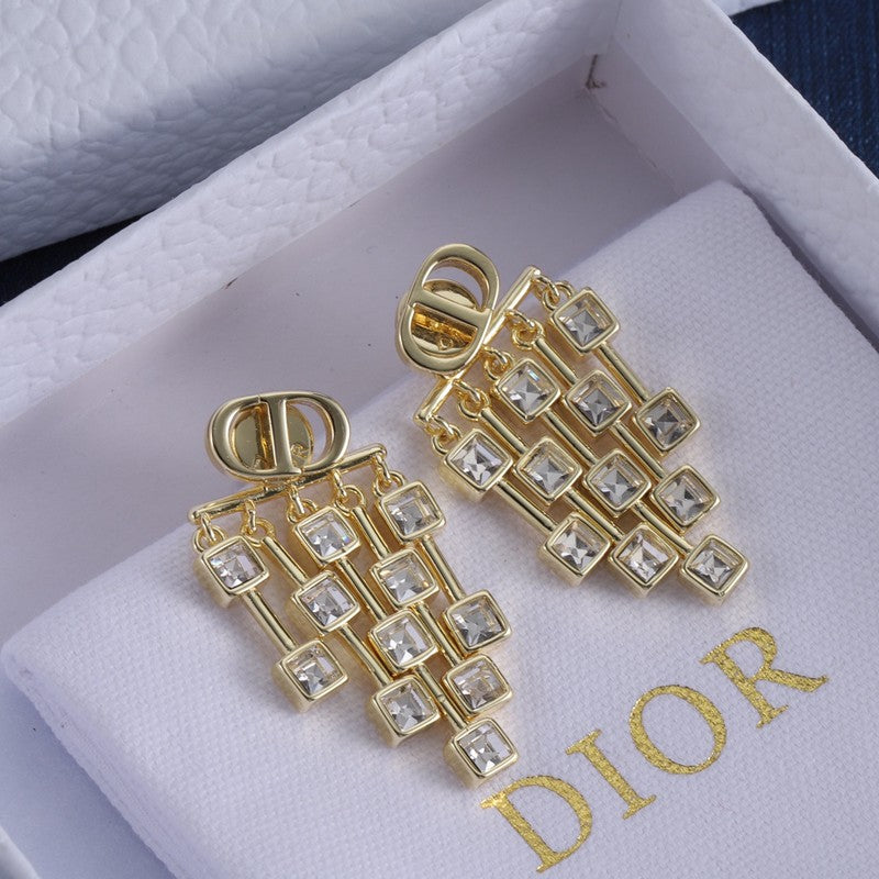 18K Dior Crystal Earrings