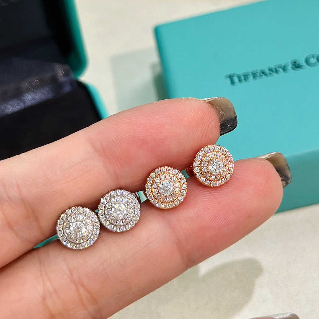 18K Tiffany Soleste Diamonds White Gold Earrings