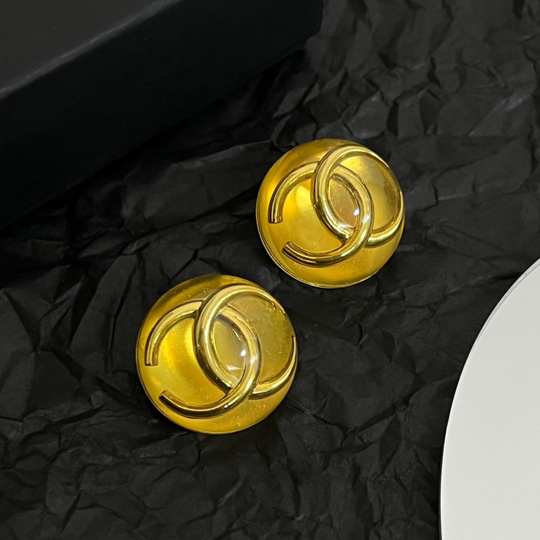 18K Vintage  Chanel Yellow Crystal Earrings
