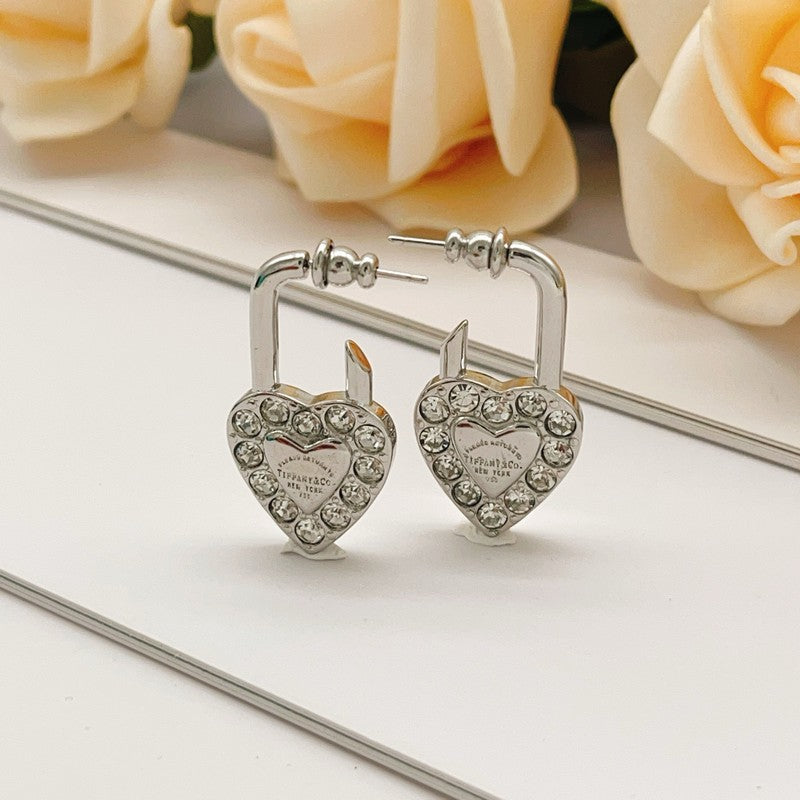18K Tiffany Diamond Heart Earrings