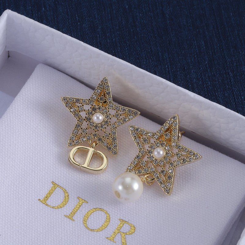 18K Dior Star Diamond Earrings