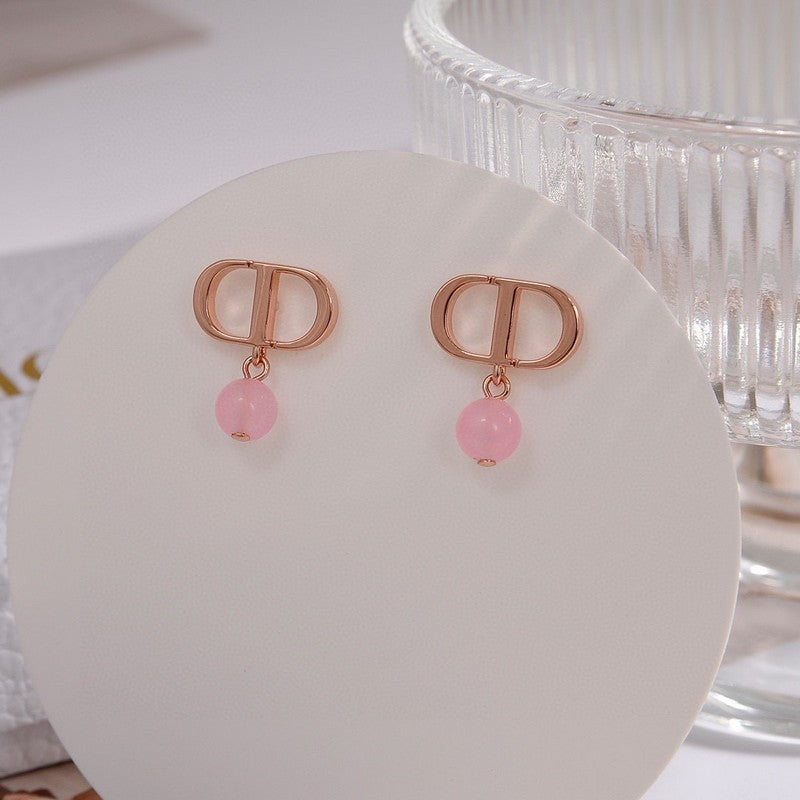 18K Petit Dior Pink Earrings
