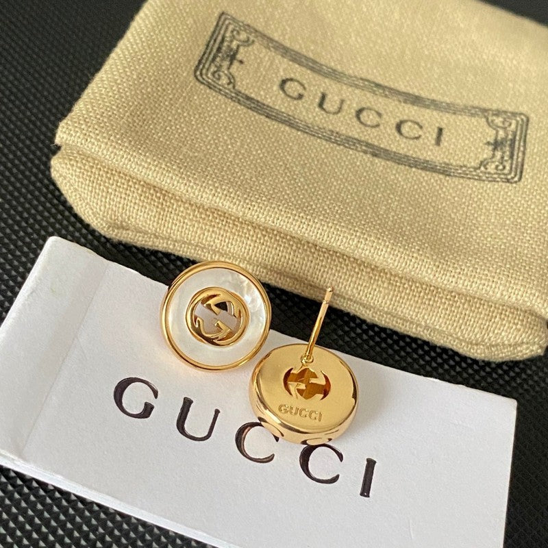 18K Double Gucci Gold Pearl Earrings