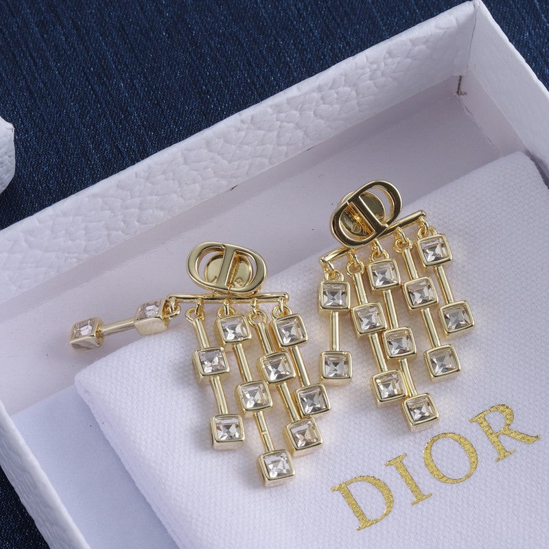 18K Dior Crystal Earrings