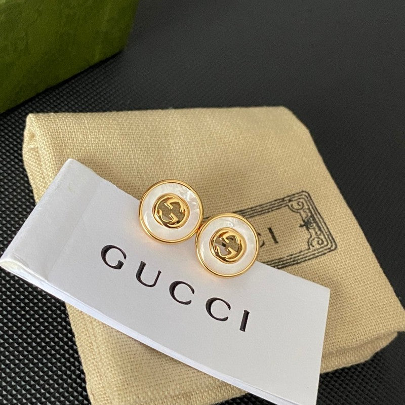 18K Double Gucci Gold Pearl Earrings