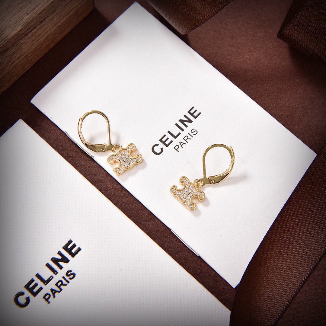 18K Celine Rhinestone Earrings