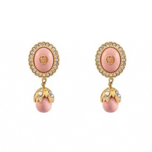 18K Double Gucci Pink Pearls Earrings