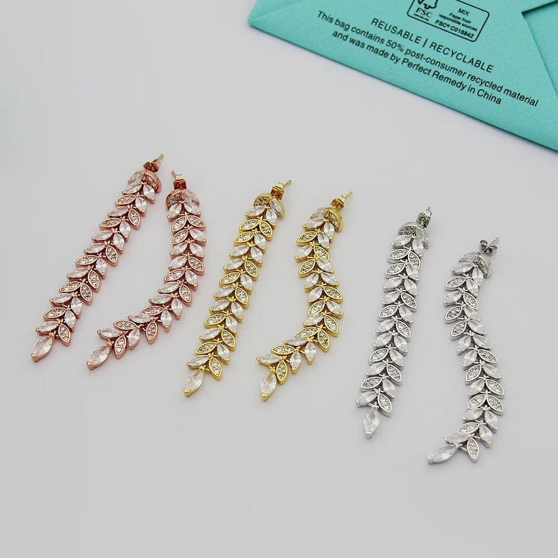 18K Tiffany Victoria Diamond Vine Drop Earrings