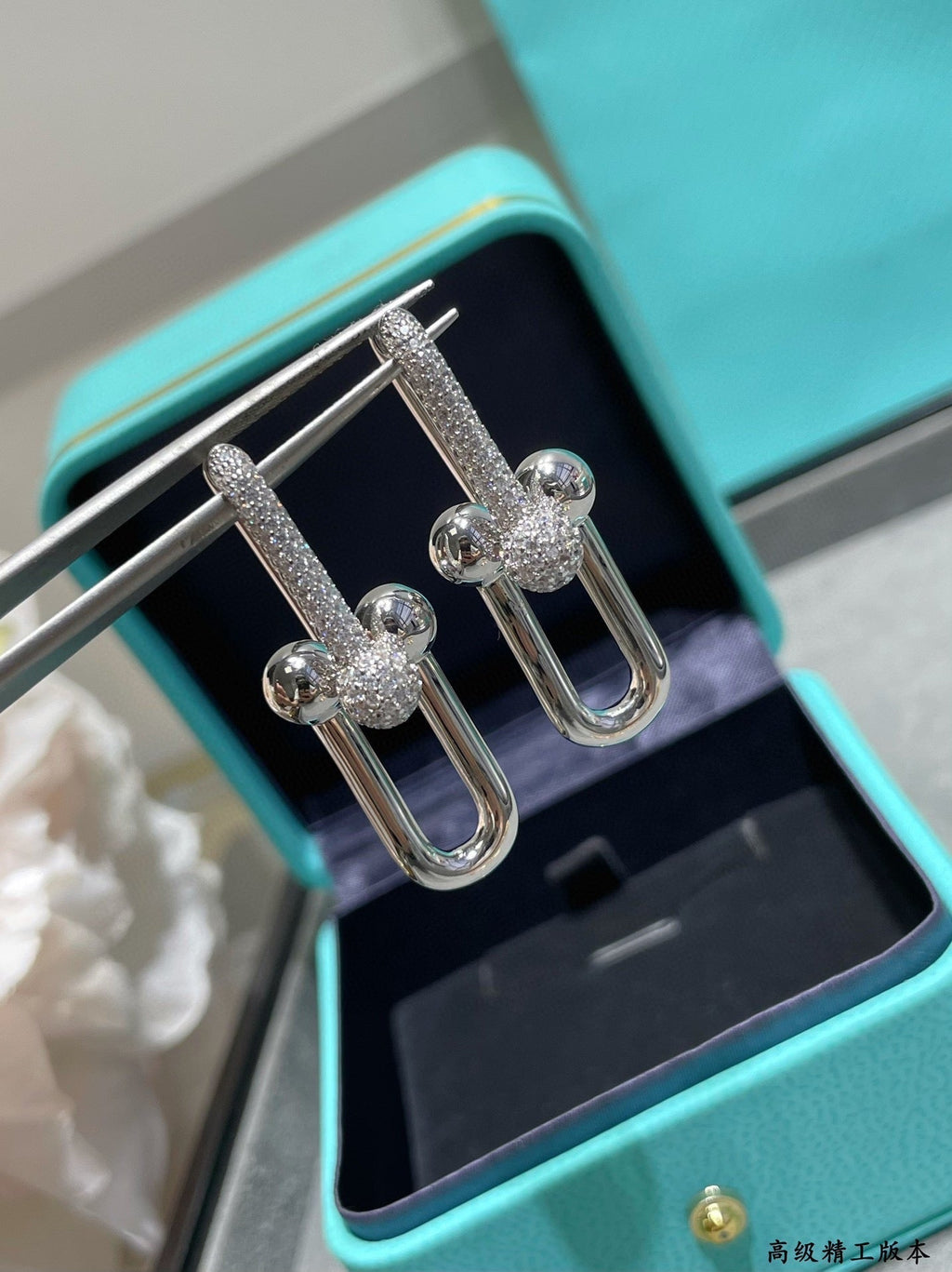 18K Tiffany HardWear Large Link Diamonds Earrings