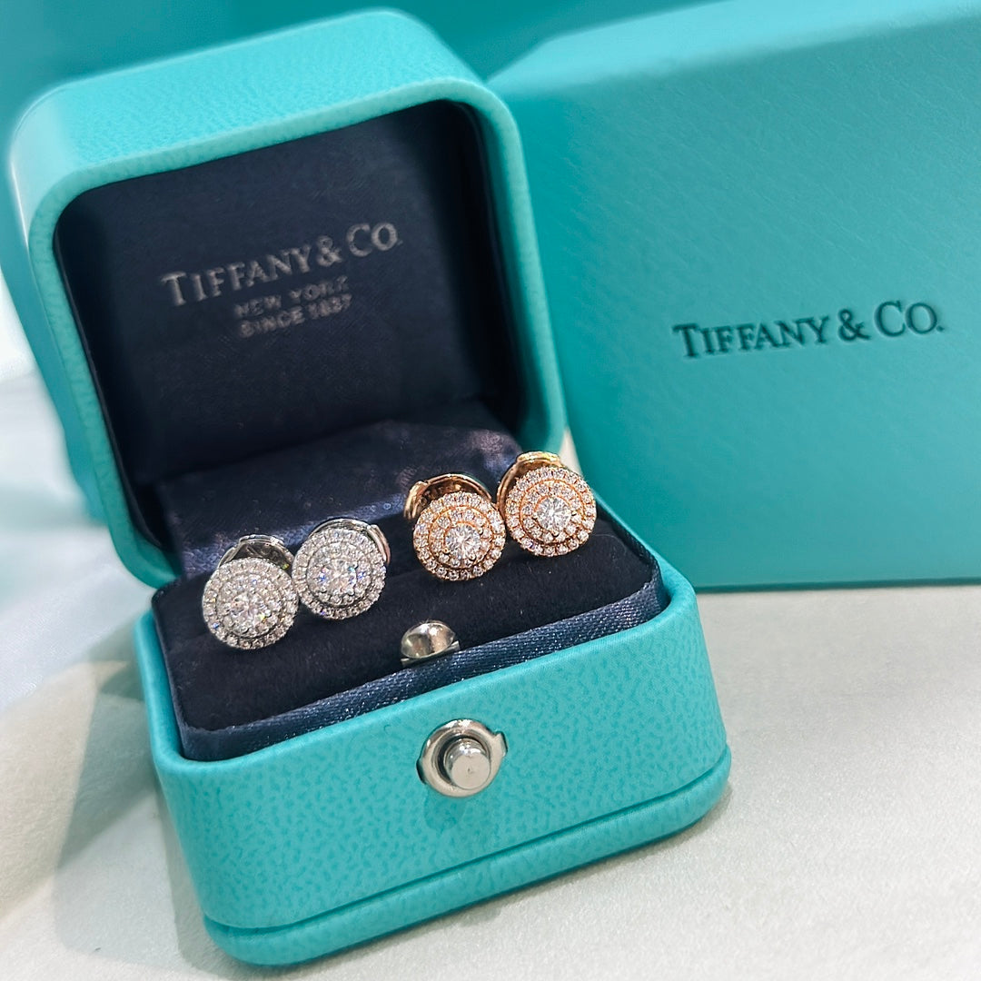 18K Tiffany Soleste Diamonds White Gold Earrings