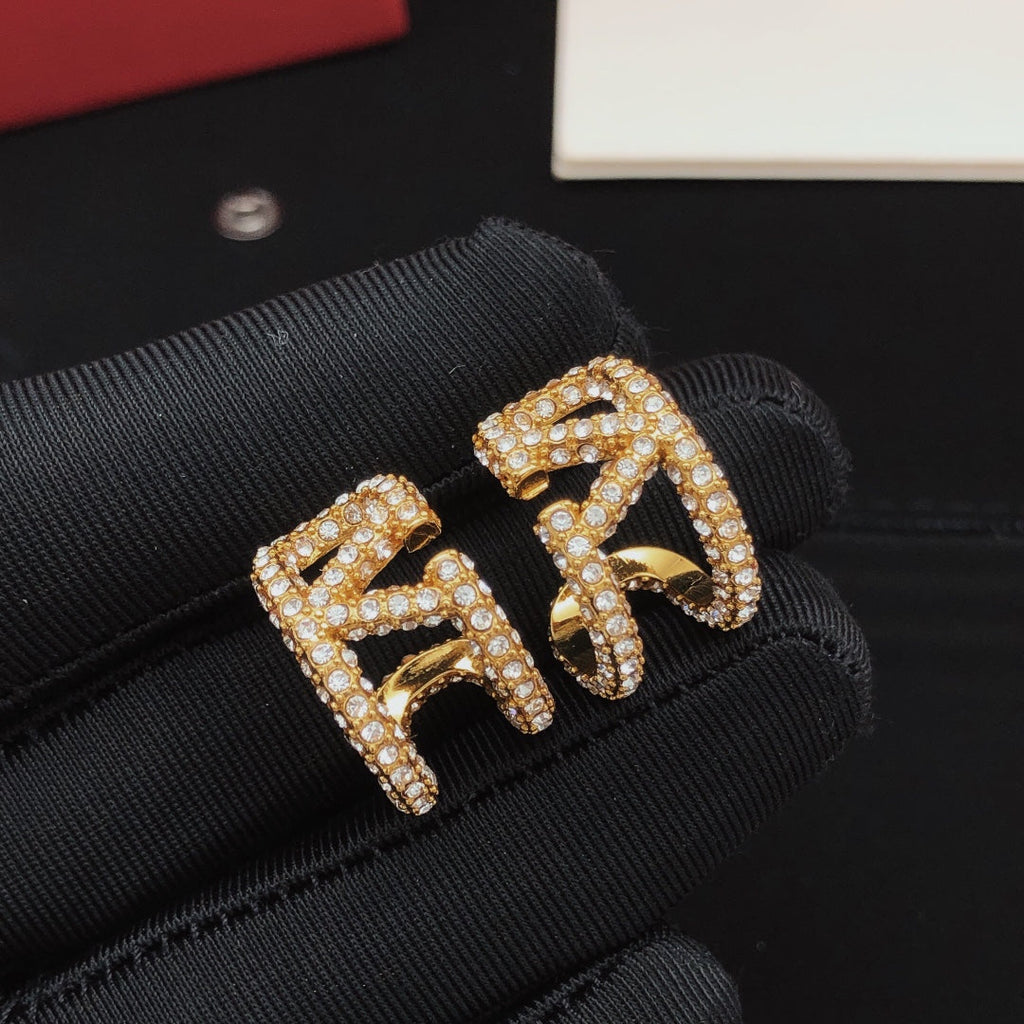 18K Valentino Diamonds Open Earrings