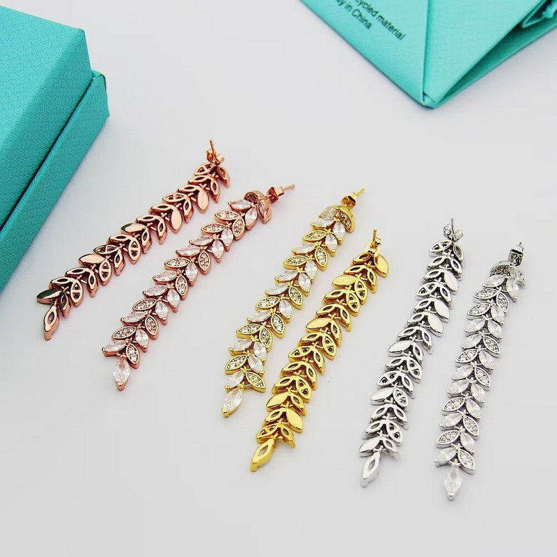 18K Tiffany Victoria Diamond Vine Drop Earrings