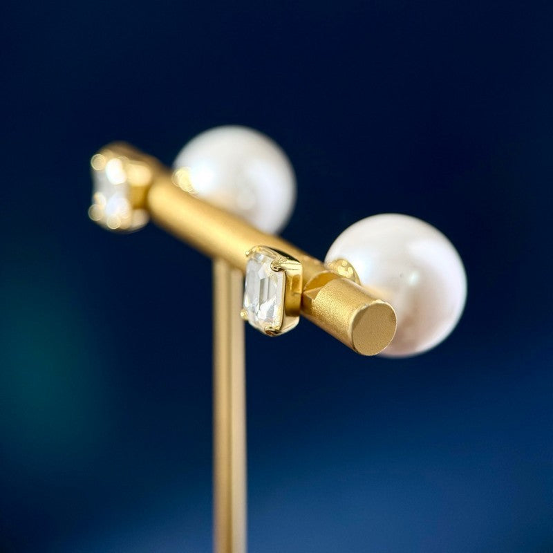 18K Dior Pearl Crystal Earrings